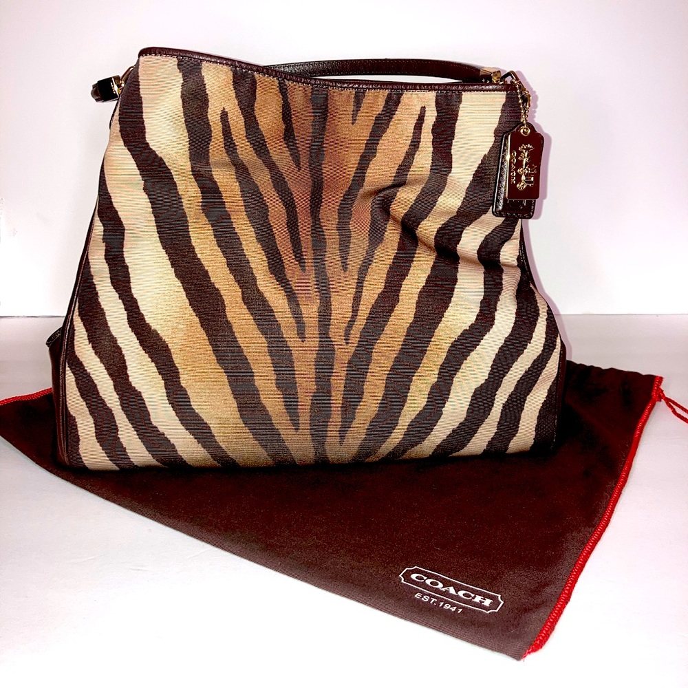 COACH Phoebe Madison Zebra brown Shoulder Bag w/ Dust-Bag # G13669-26636